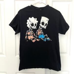 Simpsons Bart and Lisa Skeleton T-shirt Medium Unisex